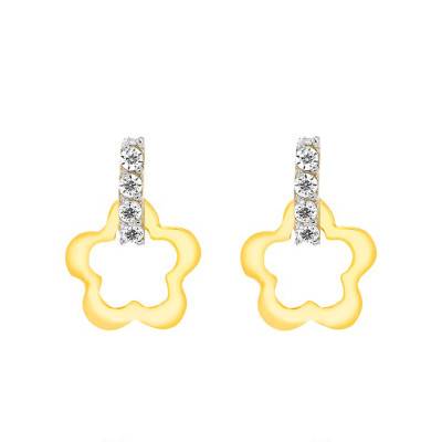 Boucles d'oreilles bicolore fleur or jaune - Bambins