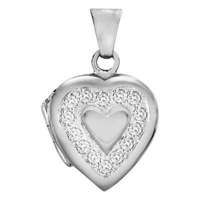Pendentif Porte Photo Coeur en Argent 925 & Zircones Blanches - Artemis