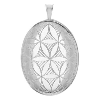 Pendentif Porte Photo Ovale Art Déco en Argent 925 Rhodié - Artemis