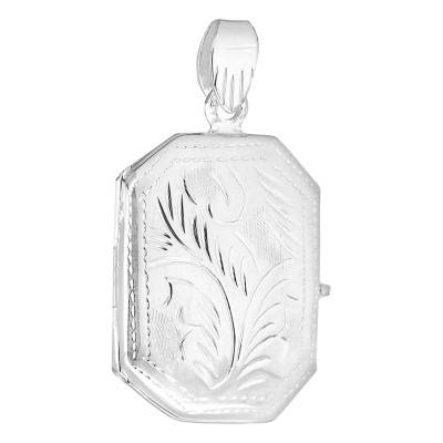 Pendentif Photo Octogonal Floral en Argent 925 - Artemis
