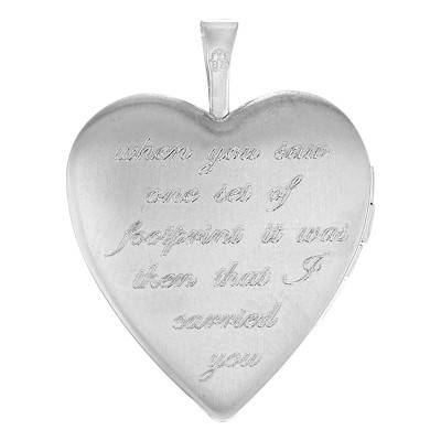 925 Silver Heart Photo Locket Pendant with Star and Footprints - Artemis