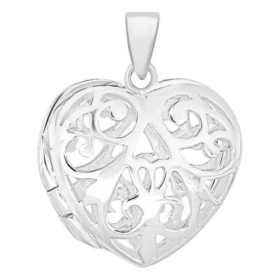 Pendentif Porte Photo Coeur Ajouré Filigrane en Argent 925 - Artemis