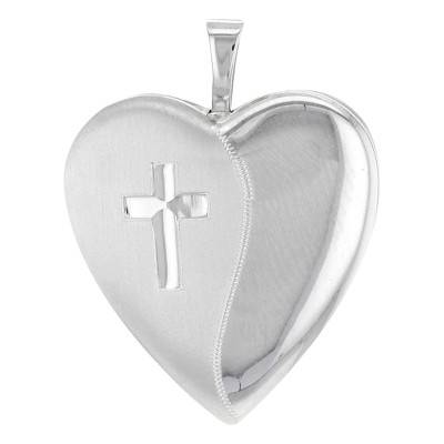 Pendentif Porte Photo Coeur Croix en Argent 925 - Artemis
