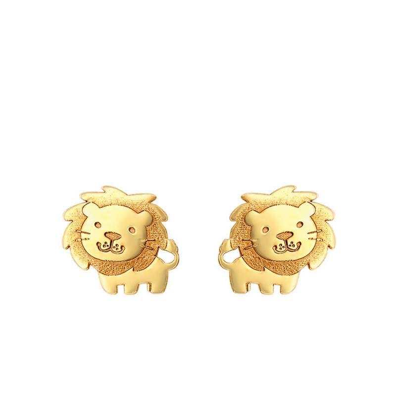 750/1000 Yellow Gold Lion Stud Earrings - Bambins