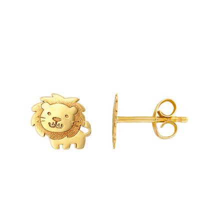750/1000 Yellow Gold Lion Stud Earrings - Bambins