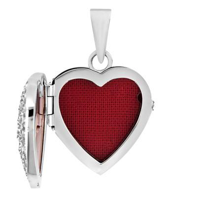 Pendentif Porte Photo Coeur en Or Blanc 375 & Zircones - Emanessence