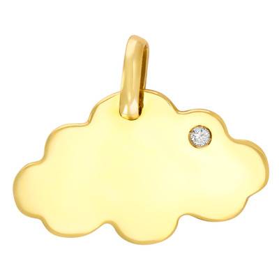 Yellow Gold 375/1000 or 750/1000 Cloud Pendant & Diamond 0,011 ct - Rosatella