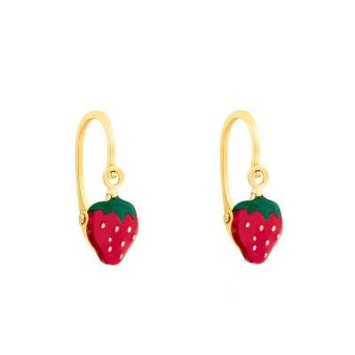 Strawberry 375 Yellow Gold Stud Earrings - Bambins