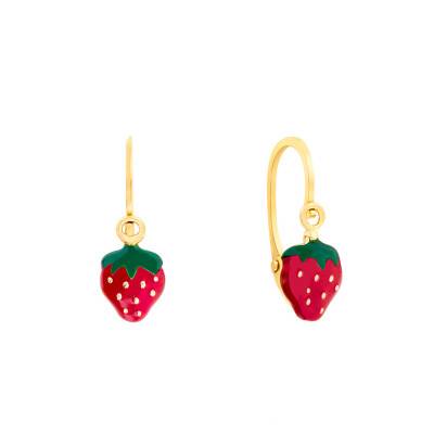 Strawberry 375 Yellow Gold Stud Earrings - Bambins