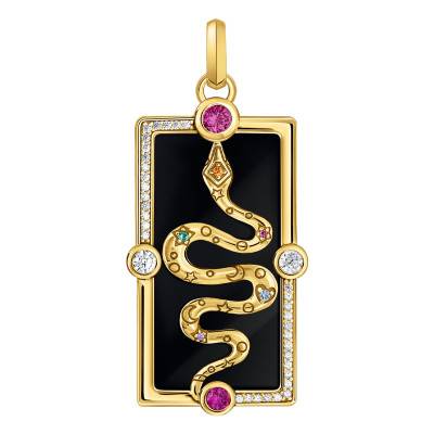 Pendentif Cosmic Amulets Serpent en Plaqué Or Jaune & Zircones Multicolores - PE958-565-7 - Thomas Sabo