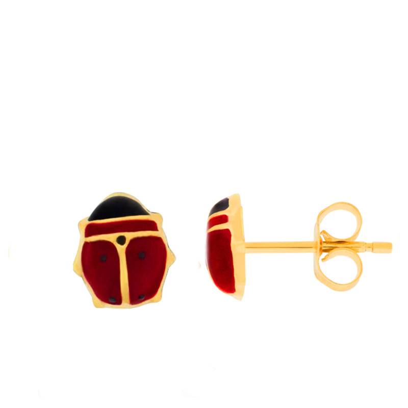 Red Yellow Gold 750 Ladybug Earrings - Bambins