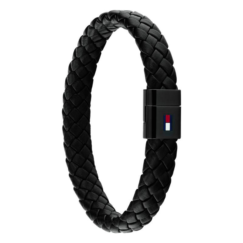 Black Steel & Black Leather Bracelet, Length 19 cm - 2790331 - Tommy Hilfiger