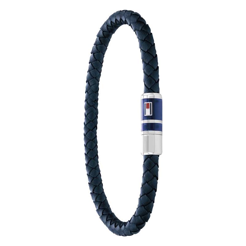 Blue Leather & Steel Braided Casual Core Bracelet, Length 17,50 cm - 2790294S - Tommy Hilfiger