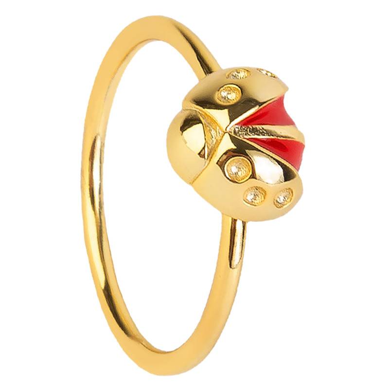 Gold-Plated Red Ladybug Ring - Aleyolé