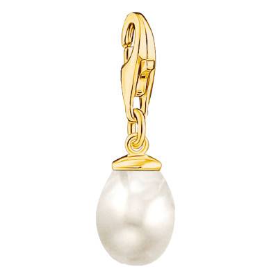 Yellow Gold-Plated Freshwater Pearl Charm Pendant - 1996-430-14 - Thomas Sabo