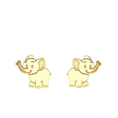 375 Yellow Gold Elephant Stud Earrings - Bambins