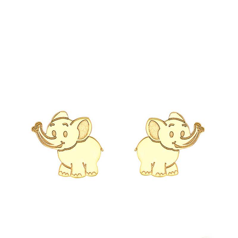375 Yellow Gold Elephant Stud Earrings - Bambins