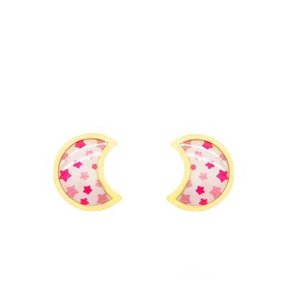Yellow Gold Starry Moon Stud Earrings - Bambins