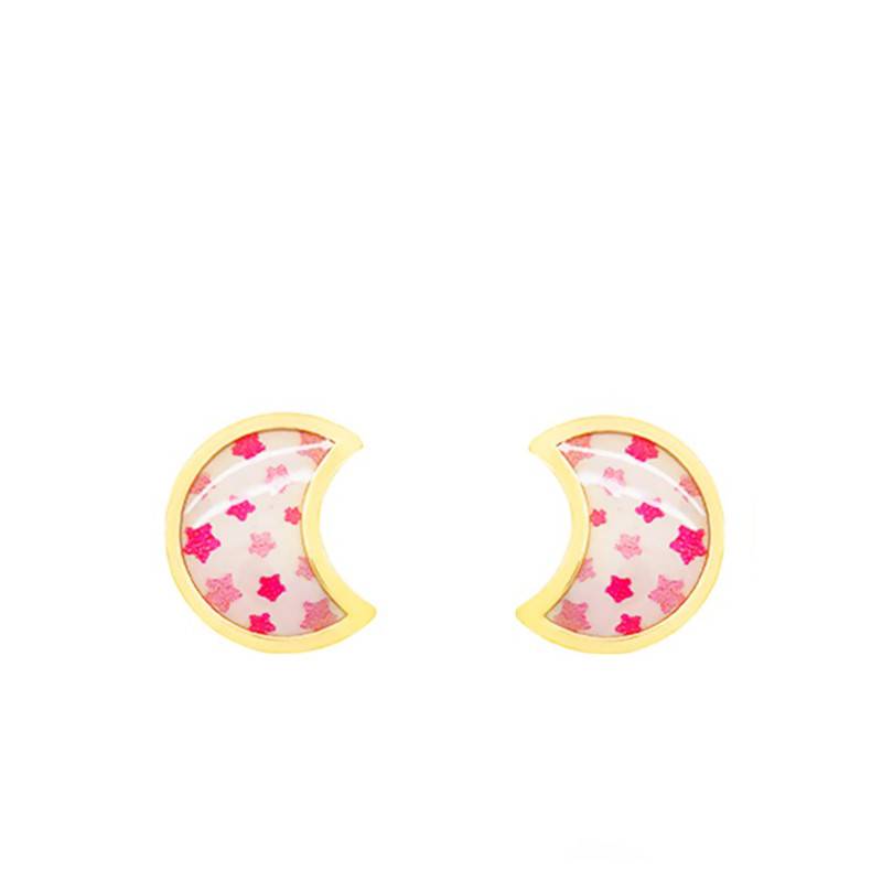 Yellow Gold Starry Moon Stud Earrings - Bambins