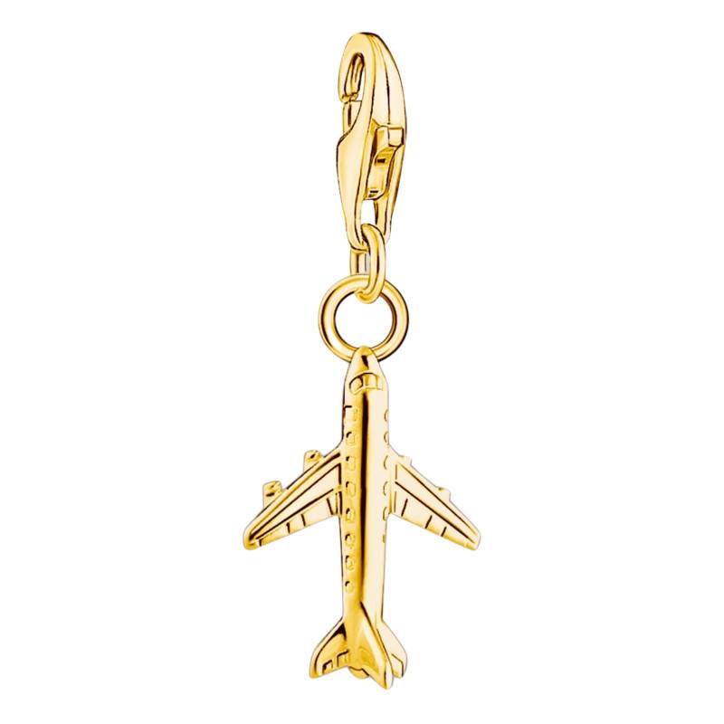 Yellow Gold-Plated Airplane Charm Pendant - 2012-413-39 - Thomas Sabo