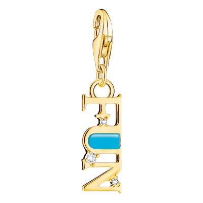 Pendentif Charm Fun Bleu & Oxydes Blancs en Plaqué Or - 2010-565-17 - Thomas Sabo