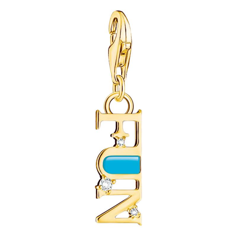 Yellow Gold-Plated 925 Silver Blue Fun & White Cubic Zirconia cable chain - 2010-565-17 - Thomas Sabo