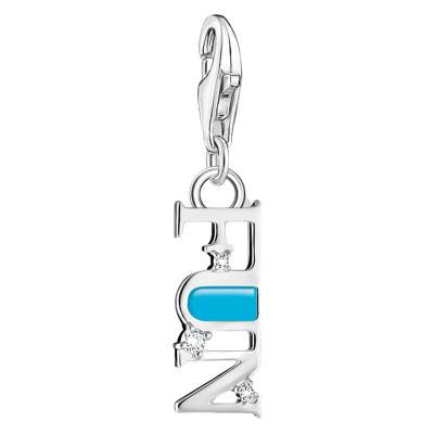 Pendentif Charm Fun Bleu & Zircons Blancs en Argent - 2009-041-17 - Thomas Sabo