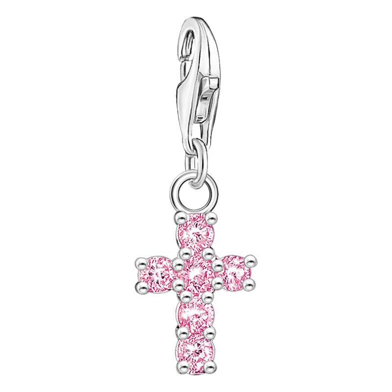 925 Silver Pink Stone Cross Charm Pendant - 2032-051-9 - Thomas Sabo