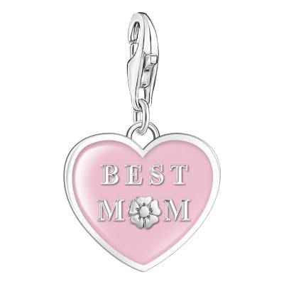 Pendentif Charm Coeur Best Mom Rose en Argent - 2021-007-9 - Thomas Sabo