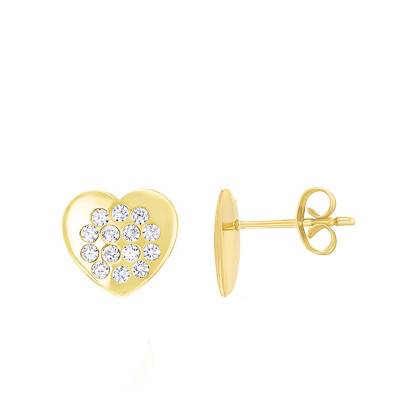 375 or 750 Yellow Gold Heart Earrings - Bambins