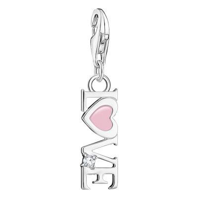 Pendentif Charm Love Coeur Rose & Pierre Blanche en Argent - 2011-041-9 - Thomas Sabo