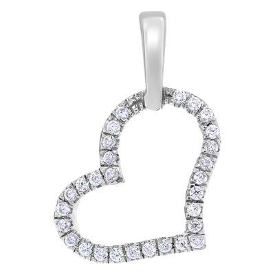 750/1000 White Gold & Diamond Heart Pendant - Allegoria