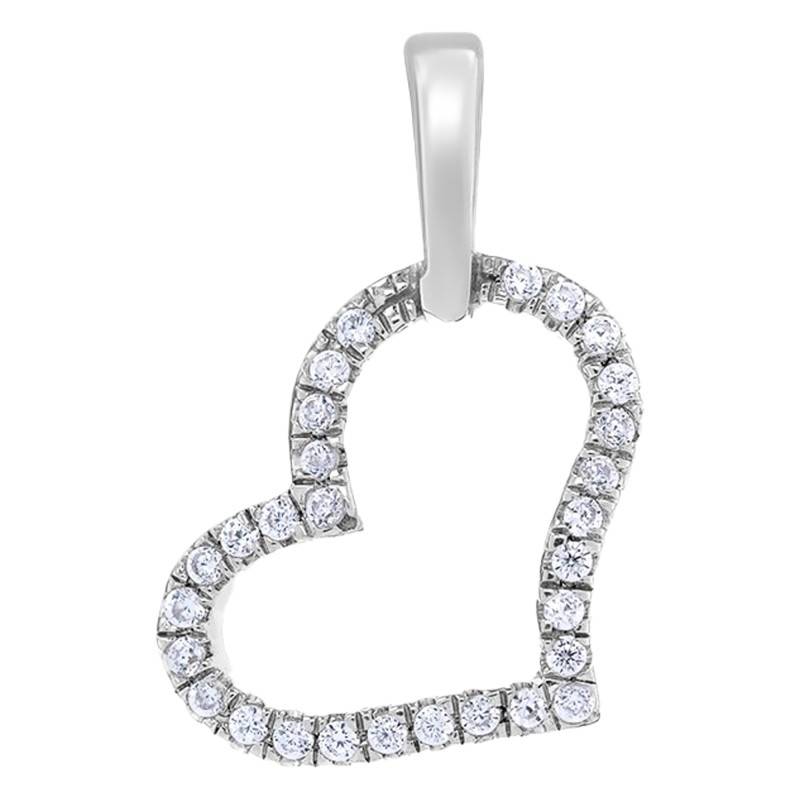 750/1000 White Gold & Diamond Heart Pendant - Allegoria