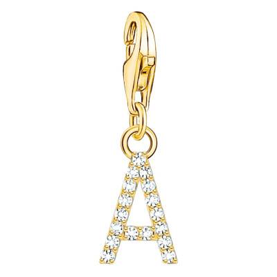 Yellow Gold-Plated 925 Silver White Cubic Zirconia Letter Charm Pendant - Thomas Sabo