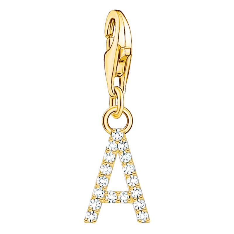 Yellow Gold-Plated 925 Silver White Cubic Zirconia Letter Charm Pendant - Thomas Sabo