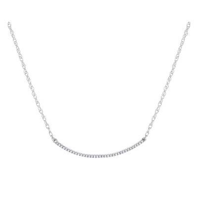 750 White Gold & Diamond Bar Necklace, 47 cm Length - Allegoria