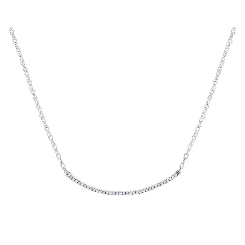 750 White Gold & Diamond Bar Necklace, 47 cm Length - Allegoria