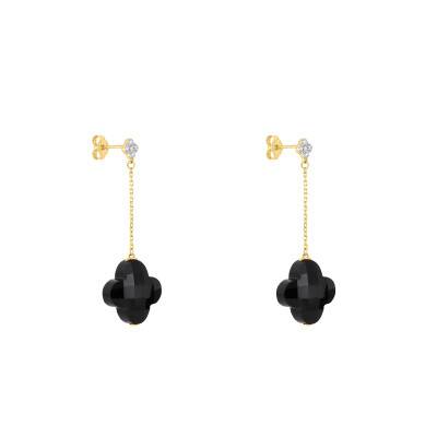 Boucles d'oreilles Friandise Diamants, Onyx Noir & Or Jaune 750 - Morganne Bello