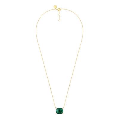 Friandise 750/1000 Yellow Gold, Green Agate & Diamond Necklace, Adjustable Length - Morganne Bello