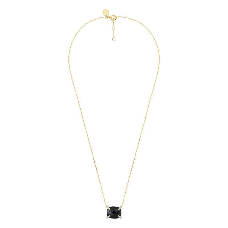 Friandise 750/1000 Yellow Gold, Diamond & Black Onyx Necklace, Adjustable Length - Morganne Bello