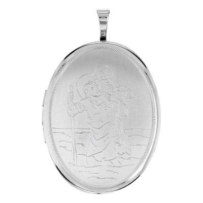Pendentif Porte Photo Ovale Saint Christophe en Argent 925 - Artemis