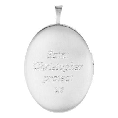 Pendentif Porte Photo Ovale Saint Christophe en Argent 925 - Artemis