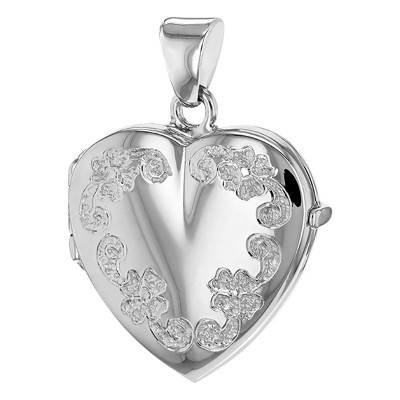 Pendentif Porte Photo Coeur Fleuri en Argent 925 - Artemis