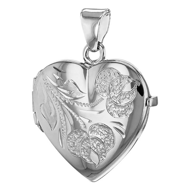 Pendentif Porte Photo Coeur Fleurs En Argent 925 Artemis Ocarat