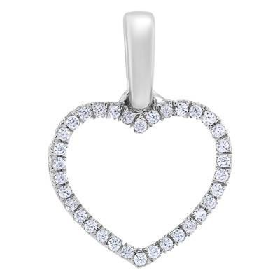 Pendentif Coeur Serti Diamants & Or Blanc 750 - Allegoria