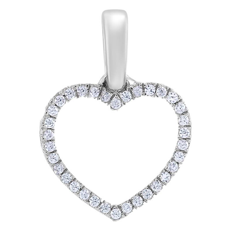 750/1000 White Gold & Diamond Heart Pendant - Allegoria