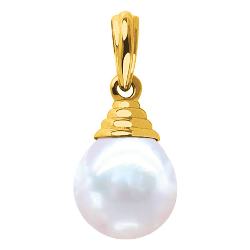750/1000 Yellow Gold Pyramid & Pear-Shape 10/11 mm Freshwater Pearl Pendant - Négoce-îles