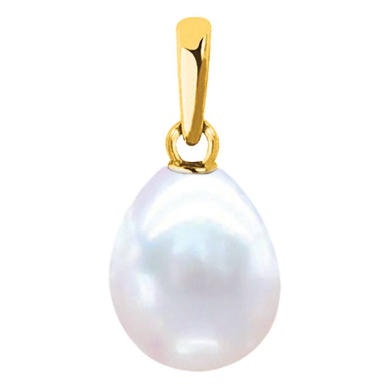 750 Yellow Gold & Pear-Shape 8/9 mm Freshwater Pearl Pendant - Négoce-îles