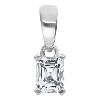 Pendentif Diamant Solitaire Radiant 0,25 ct en Or Blanc 750 - Divine