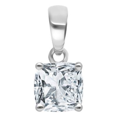 Pendentif Diamant Solitaire Coussin 0,50 ct GIA en Or Blanc 750 - Divine